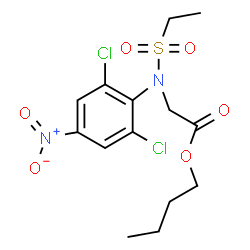 ChemSpider 2D Image | Butyl N-(2,6-dichloro-4-nitrophenyl)-N-(ethylsulfonyl)glycinate | C14H18Cl2N2O6S