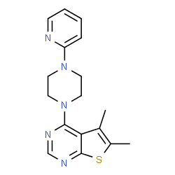 ChemSpider 2D Image | 5,6-Dimethyl-4-[4-(2-pyridinyl)-1-piperazinyl]thieno[2,3-d]pyrimidine | C17H19N5S