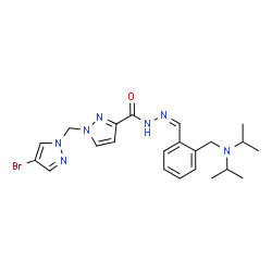 ChemSpider 2D Image | 1-[(4-Bromo-1H-pyrazol-1-yl)methyl]-N'-[(Z)-{2-[(diisopropylamino)methyl]phenyl}methylene]-1H-pyrazole-3-carbohydrazide | C22H28BrN7O