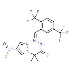 ChemSpider 2D Image | N'-{(Z)-[2,5-Bis(trifluoromethyl)phenyl]methylene}-2-methyl-2-(4-nitro-1H-pyrazol-1-yl)propanehydrazide | C16H13F6N5O3