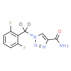 ChemSpider 2D Image | 1-[(2,6-Difluorophenyl)(~2~H_2_)methyl](1-~15~N)-1H-1,2,3-triazole-4-carboxamide | C10H6D2F2N315NO