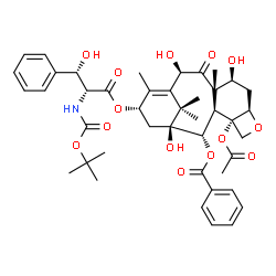 ChemSpider 2D Image | (2alpha,5beta,7beta,10beta,13alpha)-4-Acetoxy-2-(benzoyloxy)-1,7,10-trihydroxy-9-oxo-5,20-epoxytax-11-en-13-yl (betaS)-N-(tert-butoxycarbonyl)-beta-hydroxy-D-phenylalaninate | C43H53NO14