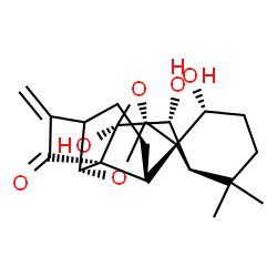 ChemSpider 2D Image | (1S,8S,9R,11R,13R,14R,15S,19R)-13,14,19-Trihydroxy-16,16-dimethyl-6-methylene-10,12-dioxahexacyclo[9.8.0.0~1,15~.0~2,8~.0~5,9~.0~8,13~]nonadecan-7-one | C20H26O6