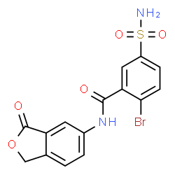 ChemSpider 2D Image | 2-Bromo-N-(3-oxo-1,3-dihydro-2-benzofuran-5-yl)-5-sulfamoylbenzamide | C15H11BrN2O5S