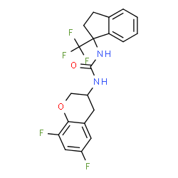 ChemSpider 2D Image | 1-(6,8-Difluoro-3,4-dihydro-2H-chromen-3-yl)-3-[1-(trifluoromethyl)-2,3-dihydro-1H-inden-1-yl]urea | C20H17F5N2O2