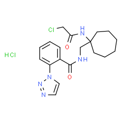 ChemSpider 2D Image | N-({1-[(Chloroacetyl)amino]cycloheptyl}methyl)-2-(1H-1,2,3-triazol-1-yl)benzamide hydrochloride (1:1) | C19H25Cl2N5O2