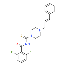 ChemSpider 2D Image | 2,6-Difluoro-N-({4-[(2E)-3-phenyl-2-propen-1-yl]-1-piperazinyl}carbonothioyl)benzamide | C21H21F2N3OS