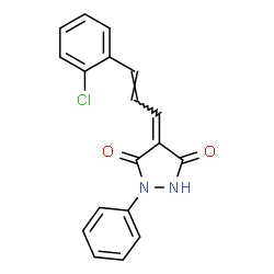 ChemSpider 2D Image | (4Z)-4-[(2E)-3-(2-Chlorophenyl)-2-propen-1-ylidene]-1-phenyl-3,5-pyrazolidinedione | C18H13ClN2O2
