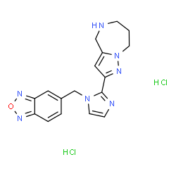 ChemSpider 2D Image | 2-[1-(2,1,3-Benzoxadiazol-5-ylmethyl)-1H-imidazol-2-yl]-5,6,7,8-tetrahydro-4H-pyrazolo[1,5-a][1,4]diazepine dihydrochloride | C17H19Cl2N7O