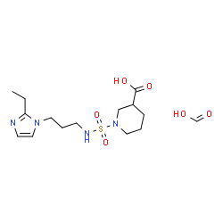 ChemSpider 2D Image | 1-{[3-(2-Ethyl-1H-imidazol-1-yl)propyl]sulfamoyl}-3-piperidinecarboxylic acid - formic acid (1:1) | C15H26N4O6S