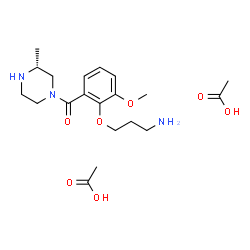 ChemSpider 2D Image | [2-(3-Aminopropoxy)-3-methoxyphenyl][(3R)-3-methyl-1-piperazinyl]methanone acetate (1:2) | C20H33N3O7