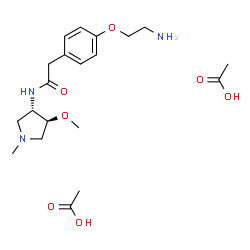 ChemSpider 2D Image | 2-[4-(2-Aminoethoxy)phenyl]-N-[(3S,4S)-4-methoxy-1-methyl-3-pyrrolidinyl]acetamide acetate (1:2) | C20H33N3O7
