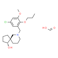 ChemSpider 2D Image | Formic acid - (1R,5R)-7-(5-chloro-3-methoxy-2-propoxybenzyl)-7-azaspiro[4.5]decan-1-ol (1:1) | C21H32ClNO5