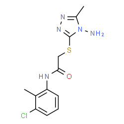 ChemSpider 2D Image | 2-[(4-Amino-5-methyl-4H-1,2,4-triazol-3-yl)sulfanyl]-N-(3-chloro-2-methylphenyl)acetamide | C12H14ClN5OS
