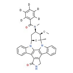 ChemSpider 2D Image | N-[(2S,3R,4R,6R)-3-Methoxy-2-methyl-16-oxo-29-oxa-1,7,17-triazaoctacyclo[12.12.2.1~2,6~.0~7,28~.0~8,13~.0~15,19~.0~20,27~.0~21,26~]nonacosa-8,10,12,14,19,21,23,25,27-nonaen-4-yl]-N-methyl(~2~H_5_)benz
amide | C35H25D5N4O4