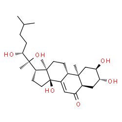 ChemSpider 2D Image | (2alpha,3beta,5beta,20S,22R)-2,3,14,20,22-Pentahydroxycholest-7-en-6-one | C27H44O6