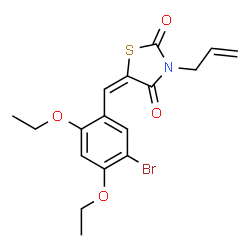 ChemSpider 2D Image | (5E)-3-Allyl-5-(5-bromo-2,4-diethoxybenzylidene)-1,3-thiazolidine-2,4-dione | C17H18BrNO4S