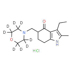 ChemSpider 2D Image | 3-Ethyl-2-methyl-5-[(~2~H_8_)-4-morpholinylmethyl]-1,5,6,7-tetrahydro-4H-indol-4-one hydrochloride (1:1) | C16H17D8ClN2O2