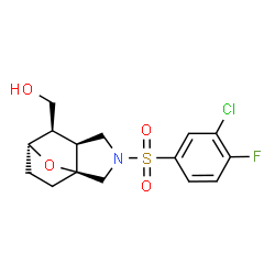 ChemSpider 2D Image | {(1S,5S,6R,7R)-3-[(3-Chloro-4-fluorophenyl)sulfonyl]-10-oxa-3-azatricyclo[5.2.1.0~1,5~]dec-6-yl}methanol | C15H17ClFNO4S