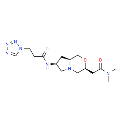 ChemSpider 2D Image | N-{(3S,7S,8aS)-3-[2-(Dimethylamino)-2-oxoethyl]hexahydro-1H-pyrrolo[2,1-c][1,4]oxazin-7-yl}-3-(1H-tetrazol-1-yl)propanamide | C15H25N7O3