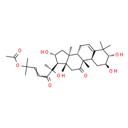 ChemSpider 2D Image | (1S,2S,4R,9beta,16alpha,23E)-1,2,16,20-Tetrahydroxy-9,10,14-trimethyl-11,22-dioxo-4,9-cyclo-9,10-secocholesta-5,23-dien-25-yl acetate | C32H48O8