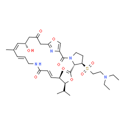 ChemSpider 2D Image | (6R,7S,10S,11R,12E,17E,19Z,21S)-6-{[2-(Diethylamino)ethyl]sulfonyl}-21-hydroxy-10-isopropyl-11,19-dimethyl-9,26-dioxa-3,15,28-triazatricyclo[23.2.1.0~3,7~]octacosa-1(27),12,17,19,25(28)-pentaene-2,8,1
4,23-tetrone | C34H50N4O9S