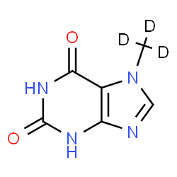 ChemSpider 2D Image | 3,7-Dihydro-7-(methyl-d3)-1H-purine-2,6-dione | C6H3D3N4O2