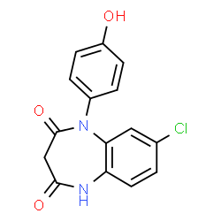ChemSpider 2D Image | 8-Chloro-1-(4-hydroxyphenyl)-1H-1,5-benzodiazepine-2,4(3H,5H)-dione | C15H11ClN2O3