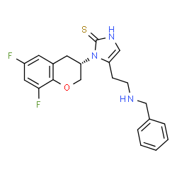 ChemSpider 2D Image | 5-[2-(Benzylamino)ethyl]-1-[(3S)-6,8-difluoro-3,4-dihydro-2H-chromen-3-yl]-1,3-dihydro-2H-imidazole-2-thione | C21H21F2N3OS