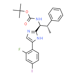 ChemSpider 2D Image | 1,1-Dimethylethyl N-[(1S,2S)-1-[5-(2-fluoro-4-iodophenyl)-1H-imidazol-2-yl]-2-phenylpropyl]carbamate | C23H25FIN3O2