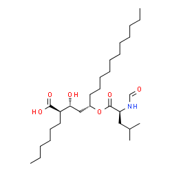 ChemSpider 2D Image | (2R,3R,5S)-5-[(N-Formyl-L-leucyl)oxy]-2-hexyl-3-hydroxyhexadecanoic acid | C29H55NO6