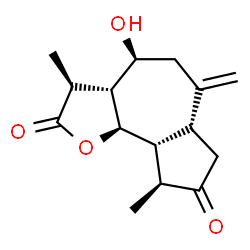 ChemSpider 2D Image | (3S,3aR,4S,6aR,9S,9aR,9bR)-4-Hydroxy-3,9-dimethyl-6-methyleneoctahydroazuleno[4,5-b]furan-2,8(3H,4H)-dione | C15H20O4