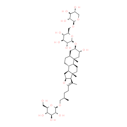 ChemSpider 2D Image | (2alpha,3beta,5alpha,25R)-26-(beta-D-Glucopyranosyloxy)-2-hydroxyfurost-20(22)-en-3-yl 6-O-beta-D-xylopyranosyl-beta-D-glucopyranoside | C44H72O18
