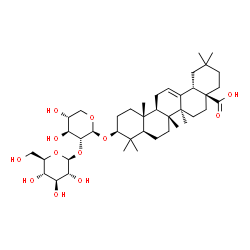 ChemSpider 2D Image | (3Î²)-3-[(2-O-Î²-D-Glucopyranosyl-Î²-D-xylopyranosyl)oxy]olean-12-en-28-oic acid | C41H66O12