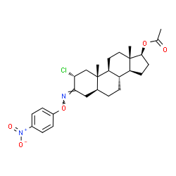 ChemSpider 2D Image | (2alpha,3E,5alpha,17beta)-2-Chloro-3-[(4-nitrophenoxy)imino]androstan-17-yl acetate | C27H35ClN2O5