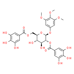 ChemSpider 2D Image | Î²-D-Glucopyranoside, 3,4,5-trimethoxyphenyl, 2,6-bis(3,4,5-trihydroxybenzoate) | C29H30O17