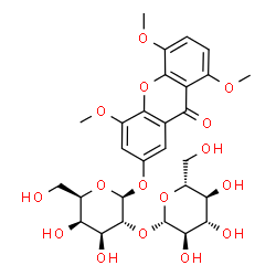 ChemSpider 2D Image | 7-[(2-O-Î²-D-Glucopyranosyl-Î²-D-galactopyranosyl)oxy]-1,4,5-trimethoxy-9H-xanthen-9-one | C28H34O16