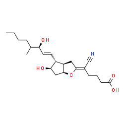 ChemSpider 2D Image | (5E,9alpha,11alpha,13E,15R)-5-Cyano-11,15-dihydroxy-16-methyl-6,9-epoxyprosta-5,13-dien-1-oic acid | C22H33NO5