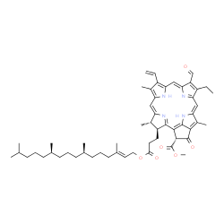 ChemSpider 2D Image | Methyl (3S,4S,21R)-14-ethyl-13-formyl-4,8,18-trimethyl-20-oxo-3-(3-oxo-3-{[(2E,7R,11R)-3,7,11,15-tetramethyl-2-hexadecen-1-yl]oxy}propyl)-9-vinyl-21-phorbinecarboxylate | C55H72N4O6