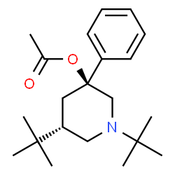 ChemSpider 2D Image | (3S,5S)-1,5-Bis(2-methyl-2-propanyl)-3-phenyl-3-piperidinyl acetate | C21H33NO2