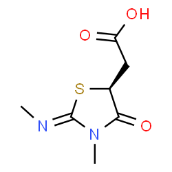 ChemSpider 2D Image | [(2Z,5S)-3-Methyl-2-(methylimino)-4-oxo-1,3-thiazolidin-5-yl]acetic acid | C7H10N2O3S