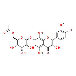 ChemSpider 2D Image | 3,5,8-Trihydroxy-2-(4-hydroxy-3-methoxyphenyl)-4-oxo-4H-chromen-7-yl 6-O-acetyl-beta-D-glucopyranoside | C24H24O14