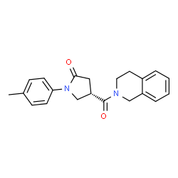 ChemSpider 2D Image | (4S)-4-(3,4-Dihydro-2(1H)-isoquinolinylcarbonyl)-1-(4-methylphenyl)-2-pyrrolidinone | C21H22N2O2