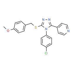 ChemSpider 2D Image | 4-{4-(4-Chlorophenyl)-5-[(4-methoxybenzyl)sulfanyl]-4H-1,2,4-triazol-3-yl}pyridine | C21H17ClN4OS