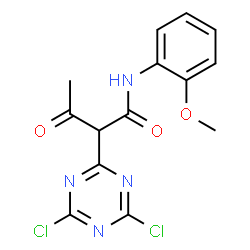ChemSpider 2D Image | 2-(4,6-Dichloro-1,3,5-triazin-2-yl)-N-(2-methoxyphenyl)-3-oxobutanamide | C14H12Cl2N4O3