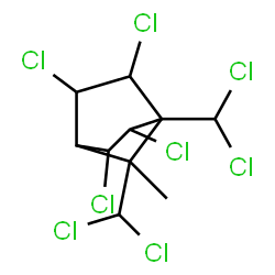 ChemSpider 2D Image | 2,3,5,6-Tetrachloro-1,7-bis(dichloromethyl)-7-methylbicyclo[2.2.1]heptane | C10H10Cl8