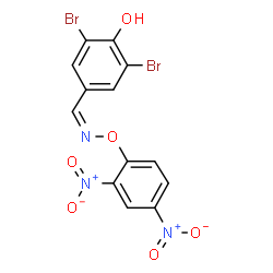 ChemSpider 2D Image | 2,6-Dibromo-4-{(Z)-[(2,4-dinitrophenoxy)imino]methyl}phenol | C13H7Br2N3O6