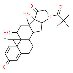 ChemSpider 2D Image | 9-Fluoro-11,17-dihydroxy-16-methyl-3,20-dioxopregna-1,4-dien-21-yl pivalate | C27H37FO6