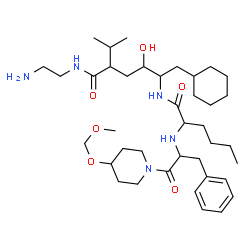 ChemSpider 2D Image | N-{5-[(2-Aminoethyl)carbamoyl]-1-cyclohexyl-3-hydroxy-6-methyl-2-heptanyl}-N~2~-{1-[4-(methoxymethoxy)-1-piperidinyl]-1-oxo-3-phenyl-2-propanyl}norleucinamide | C39H67N5O6