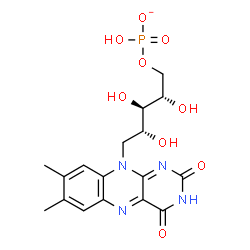 ChemSpider 2D Image | 5-Deoxy-5-(7,8-dimethyl-2,4-dioxo-3,4-dihydrobenzo[g]pteridin-10(2H)-yl)-1-O-(hydroxyphosphinato)-D-ribitol | C17H20N4O9P